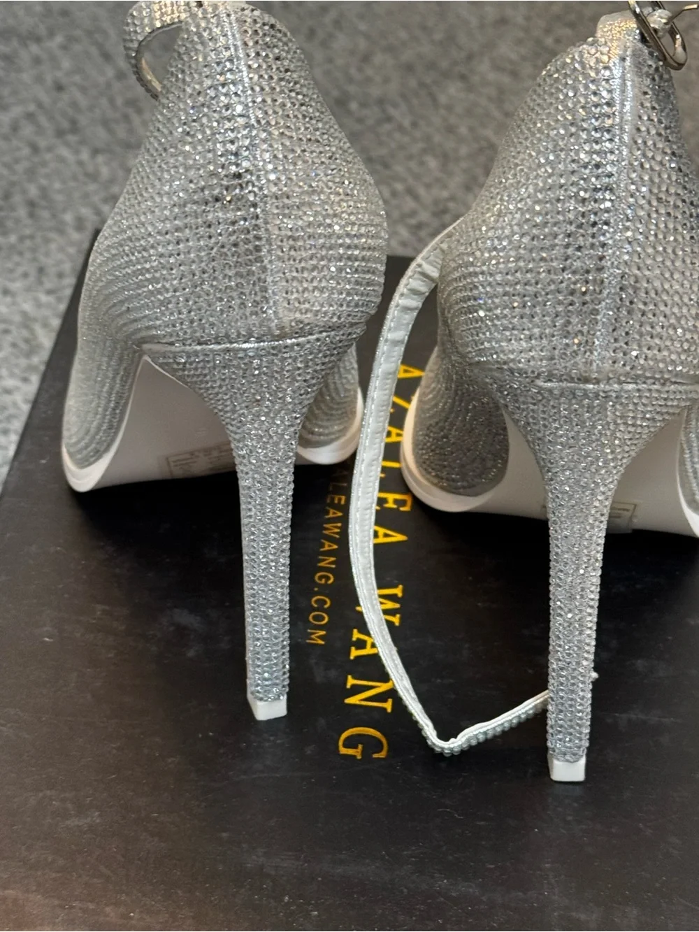 Azalea Wang Silver Glitter Pointed-Toe Ankle-Strap Pumps